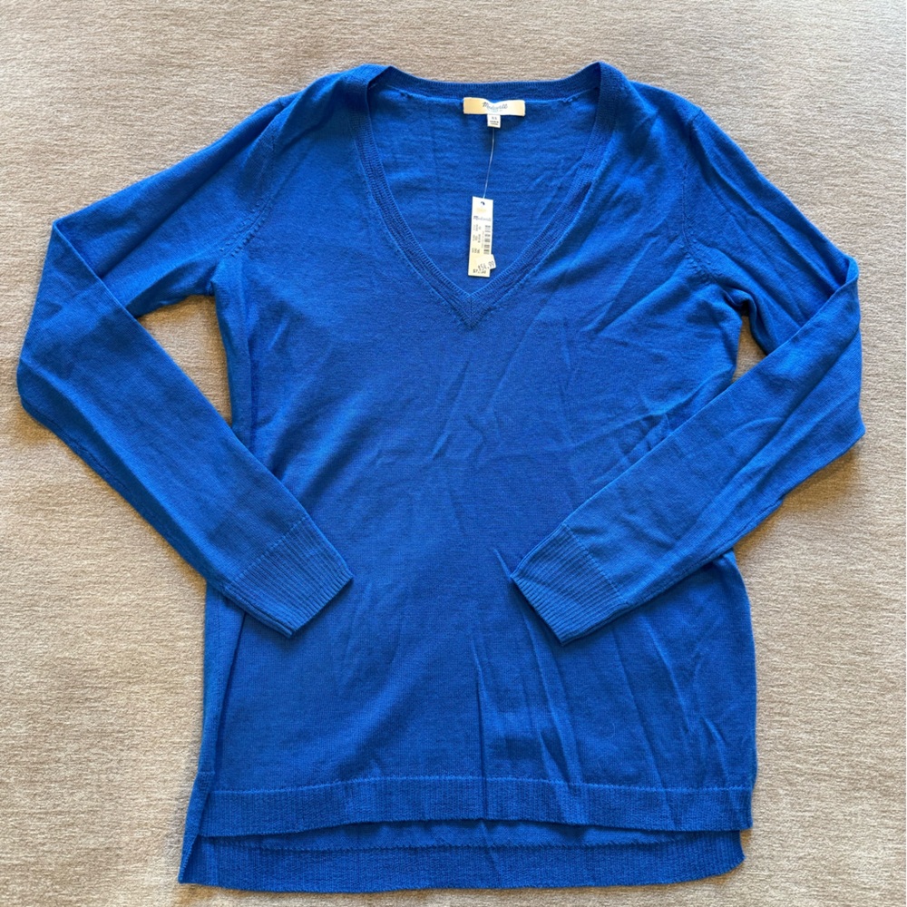 Madewell Royal Blue V-Neck Sweater